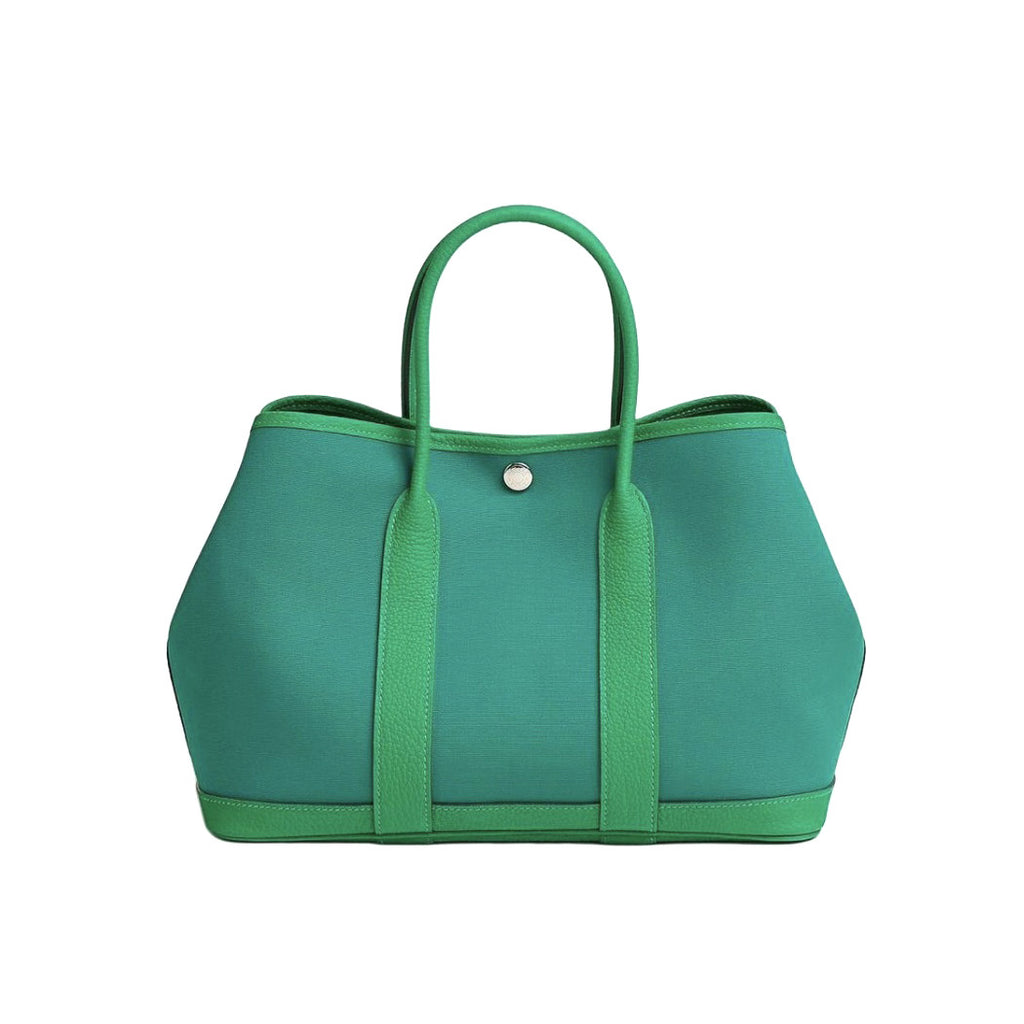 Hermes Garden Party 30 Women's Silver Buckle Colour Blocking Canvas and Calfskin Tote Bag Bags #76891