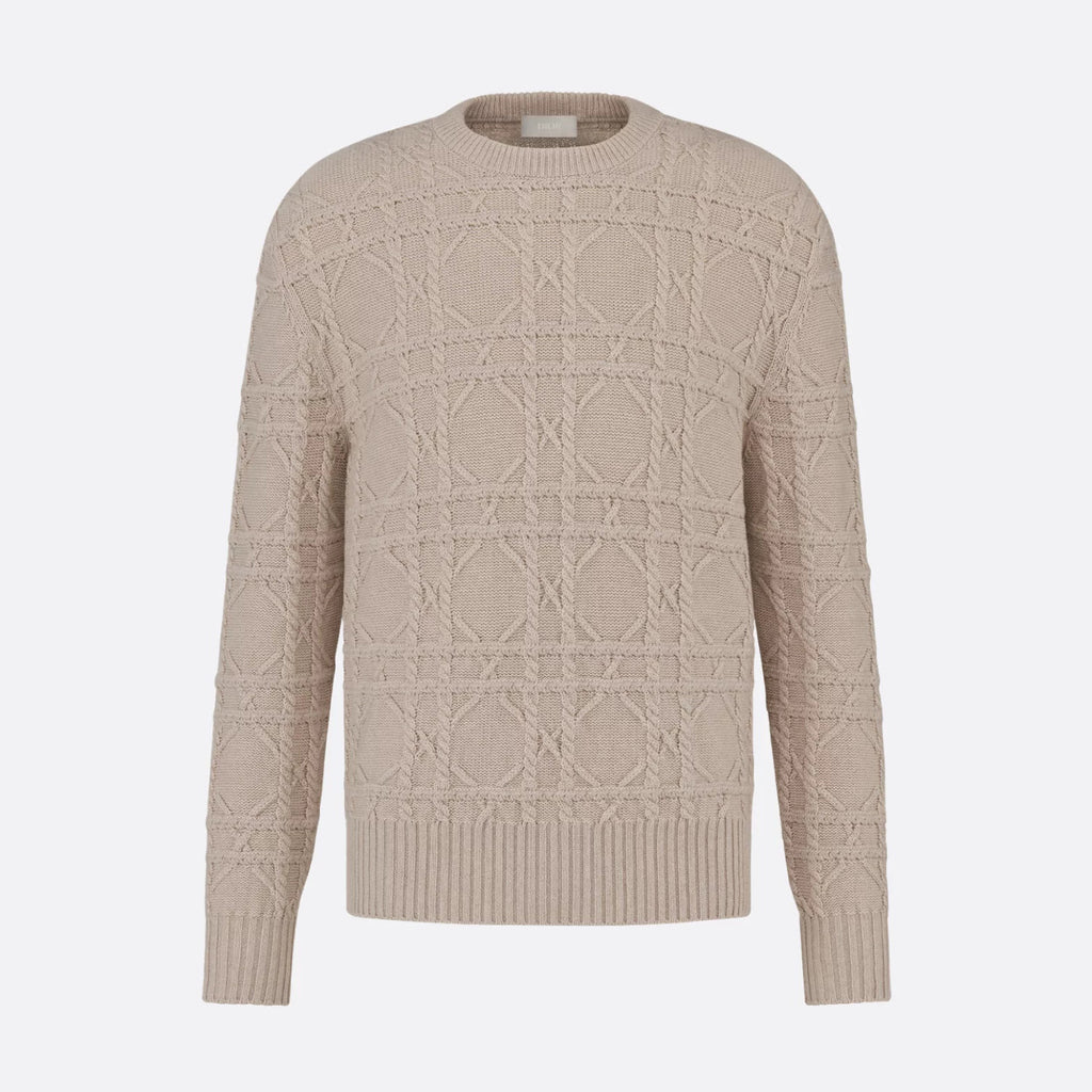 Dior Men's Spring and Autumn Solid Color Printed Ribbed Crew Neck Knit Sweater #75185