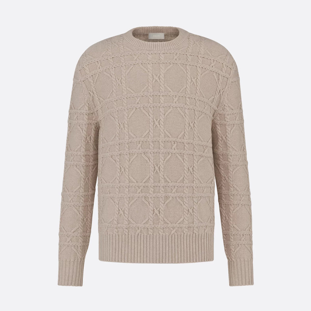 Dior Men's Spring and Autumn Solid Color Printed Ribbed Crew Neck Knit Sweater #75185