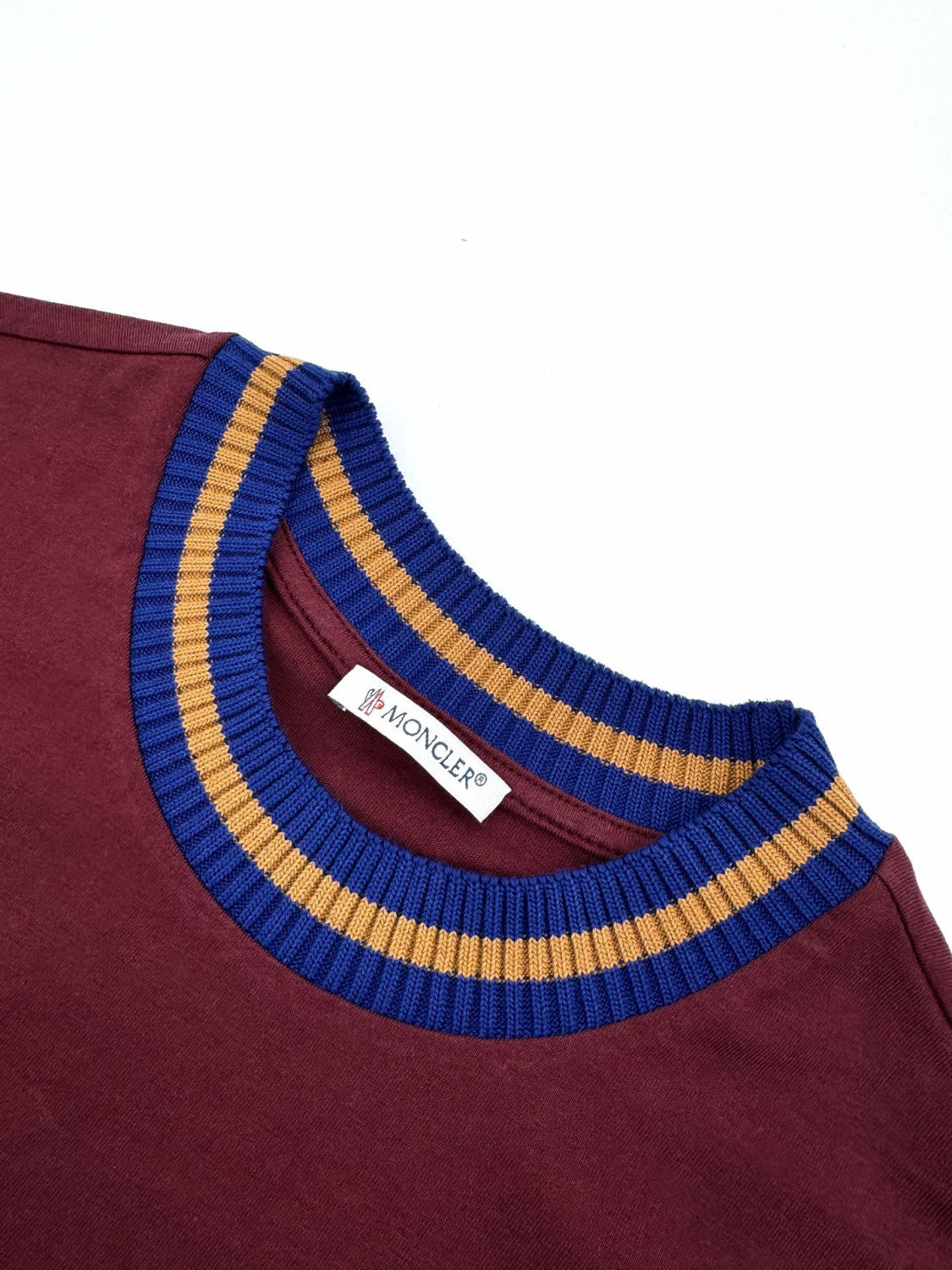 Moncler Burgundy Embroidered Logo Cotton T-Shirt Polos T-shirts #375498