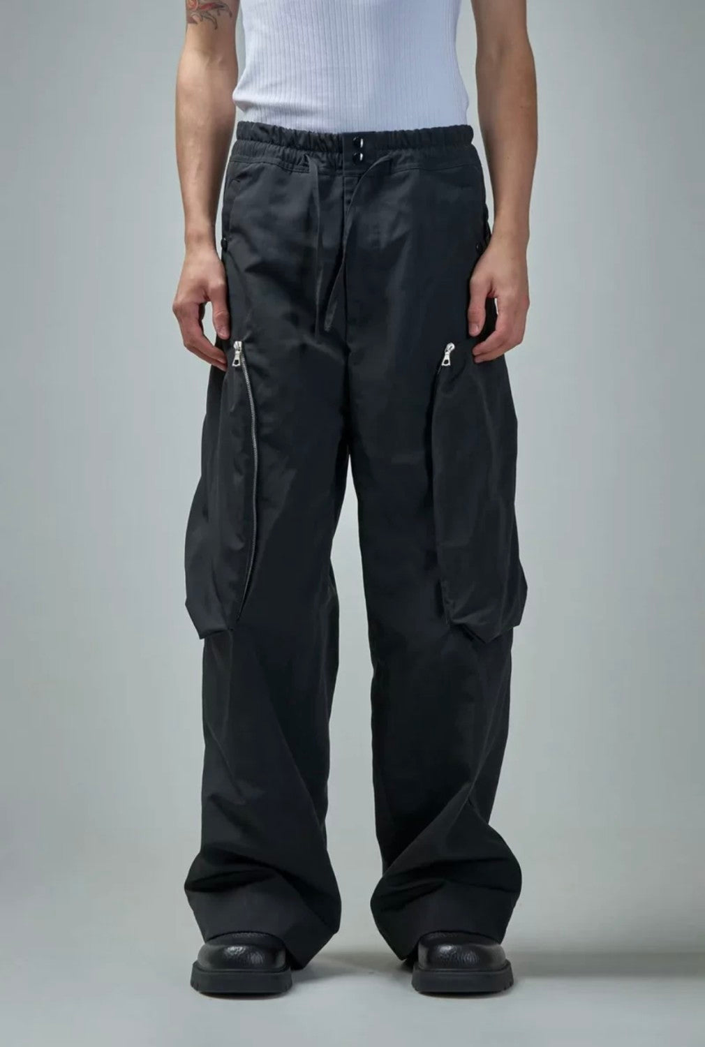 Dries Van Noten DVN Men's Spring And Summer Three-dimensional Cutting 3d Large Pockets Zipper Drawstring Nylon Work Pants Loose Straight Wide-leg Pants Casual Pants Ngvp #2469