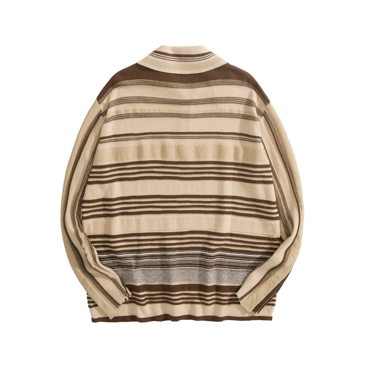 Bottega Veneta Men's Spring And Fall Striped Color Clashing Knitted Polo Shirt Long-sleeved Lapel Fashion Casual Pullover Sweater T-shirt #81429