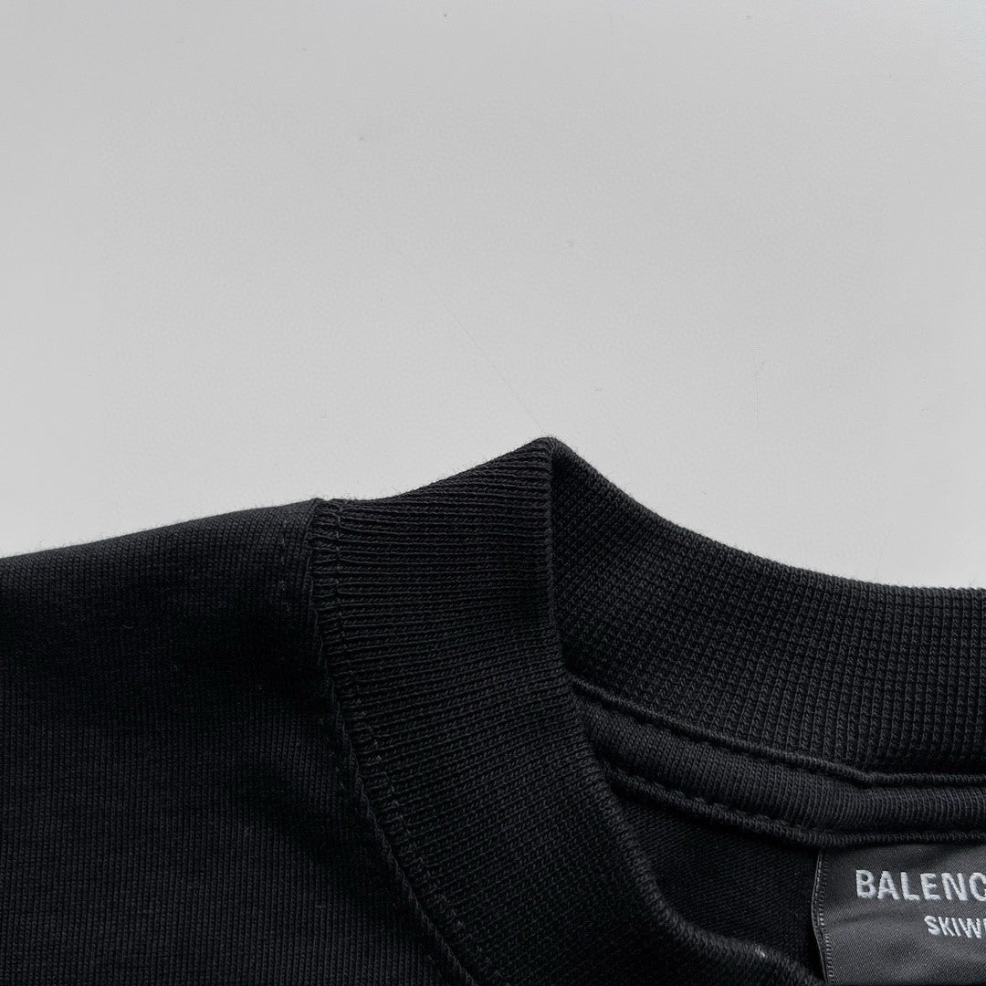 Balenciaga Men's And Women's Summer Solid Color Embroidered Logo Pattern Round Neck Cotton Short Sleeve T-shirt #74262
