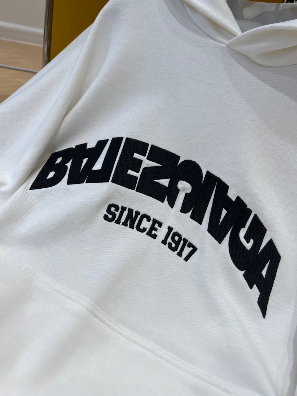 Balenciaga Back Flip Round Hoodie Oversize In Black Mirror Letter Hooded Sweatshirt Pullover #96248