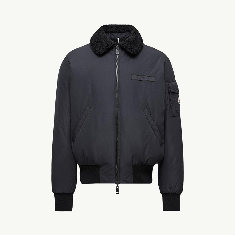 Moncler Men's Black Maulevrier Reversible Teddy Fleece Bomber Jacket #332812