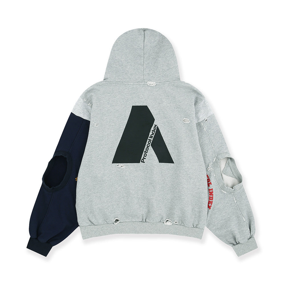 Protocol Index Reconstructed Sweatshirts Zip Hoodie Melange Grey #334249