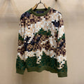 Louis Vuitton Co-ed Autumn/Winter Camouflage Green Checkerboard Wool Knit Sweater #97499