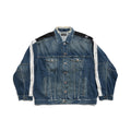 Balenciaga CUT-UP Men's Spring/autumn Fashion Casual Striped Single Breasted Pocket Striped Long Sleeved Collared Loose Fitting Denim Jacket #78365
