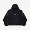 Balenciaga Men's Transparent Tape Ripped Pocket Hoodie in Faded Black #336331