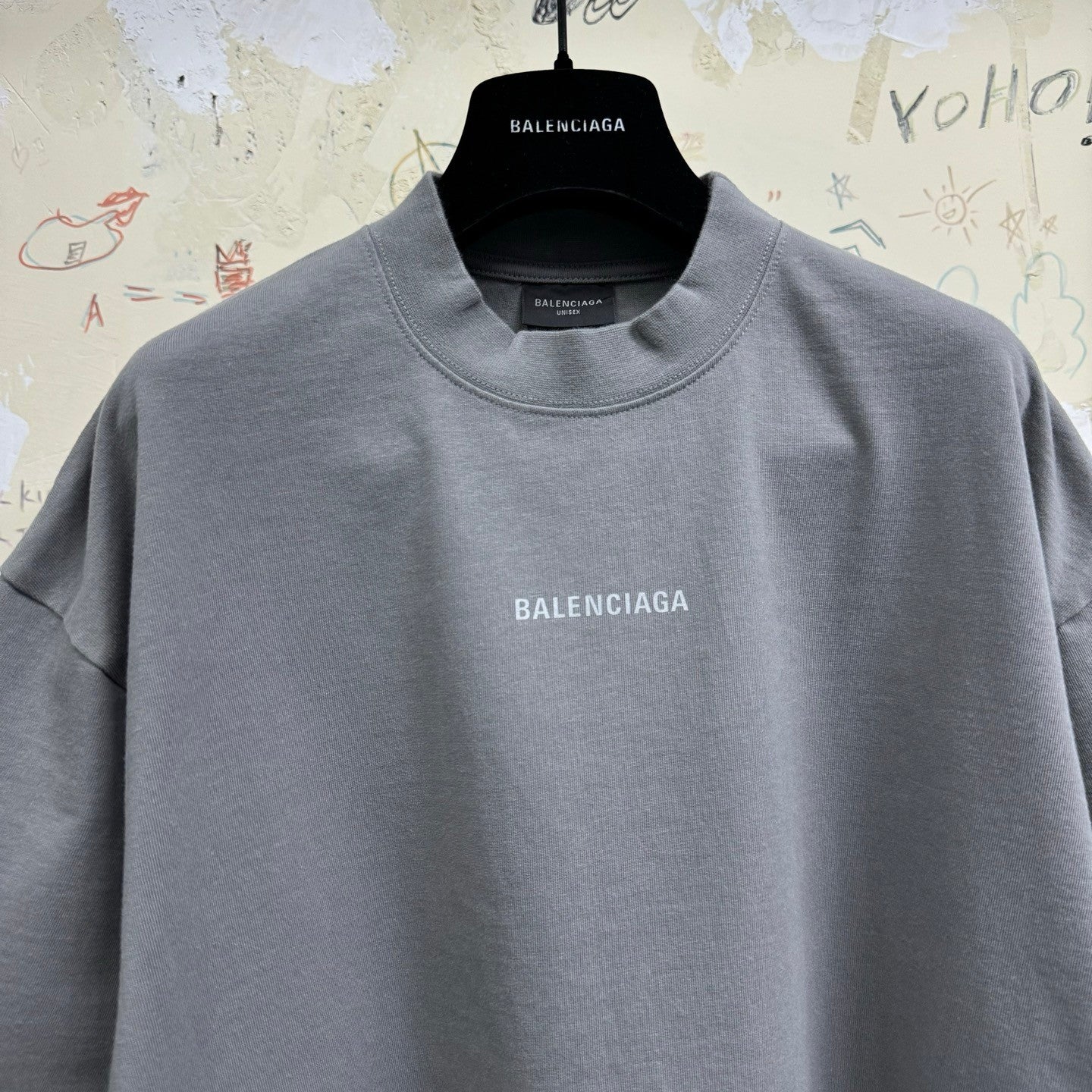 Balenciaga Men's Summer Solid Color Letter Print Round Neck Cotton Short Sleeve T-Shirt #75848