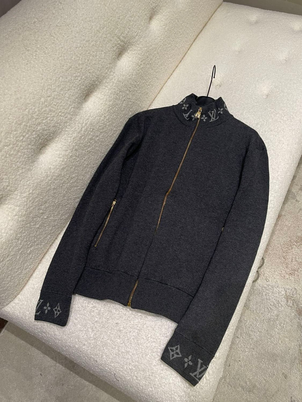 Louis Vuitton Men's Spring and Autumn Solid Color Printed Zipper Standing Collar Long Sleeve Jacket #74493