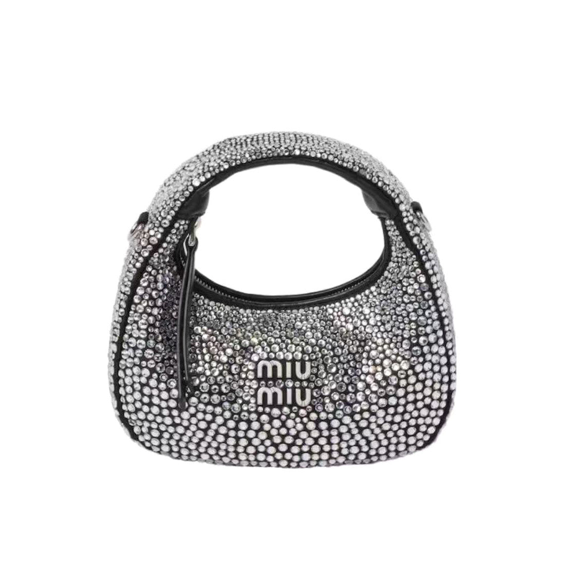 MiuMiu Wander Women's Metal Engraved Logo Detachable Chain Shoulder Strap Faux Crystal Embellished Shoulder Slanting Handbag Bag Bags #76744