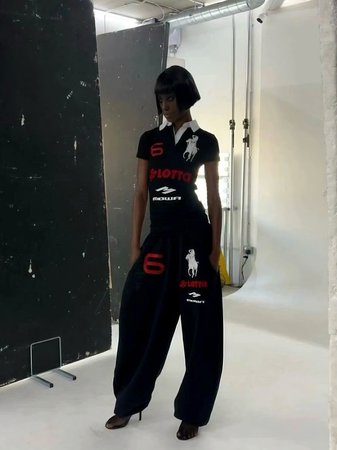 Mowalola Atl Opium Yvl Style Angel War Horse Embroidered Baggy Loose Wide Leg Sweatpants Men's Spring And Fall Fashion Pants #81432