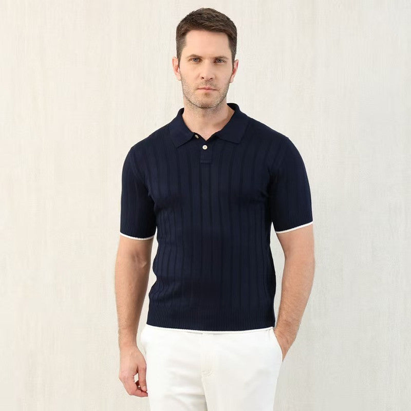 Brunello Cucinelli Men's Spring And Summer Solid Color Lapel Fitted Short Sleeve Polo Shirt Ngvp #1447