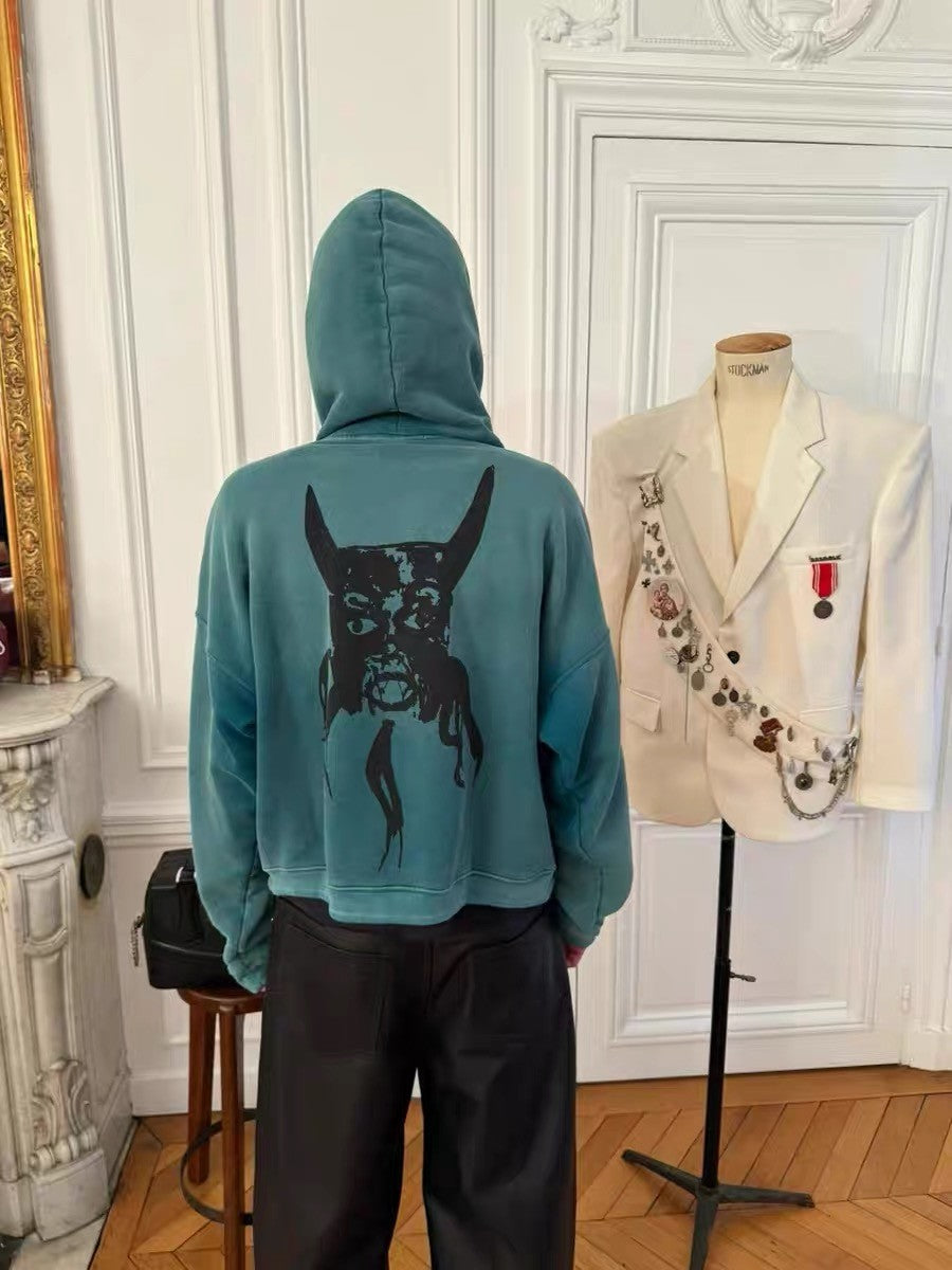 Enfants Riches Deprimes Men's Spring And Autumn Pattern Printed Loose Solid Color Long Sleeve Pullover Hooded Sweatshirt Ngvp #9385