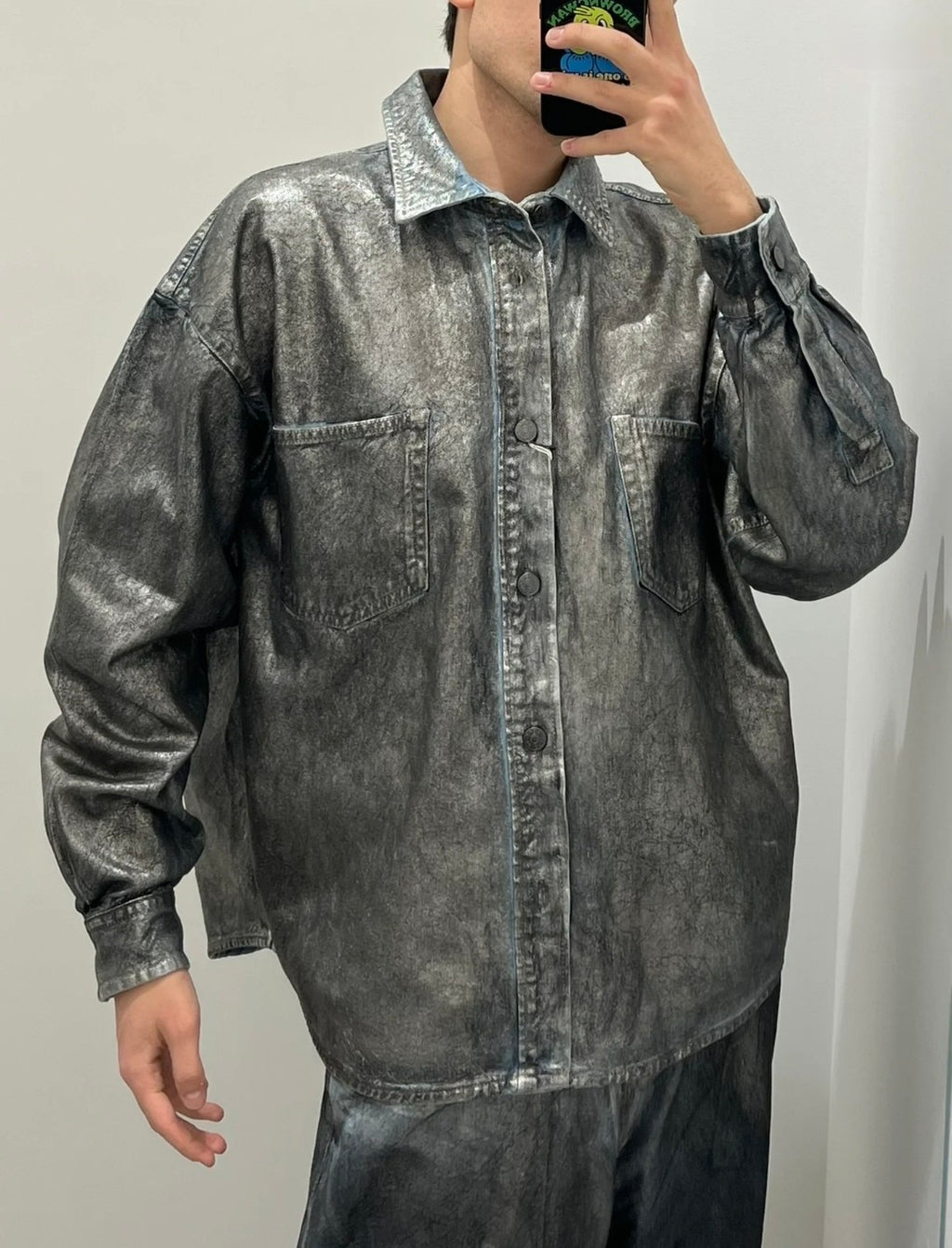Acne Studios Men's Women's Spring And Autumn Loose Denim Long Sleeve Lapel Cotton Shirt Casual Straight Denim Pants Ngvp #9387