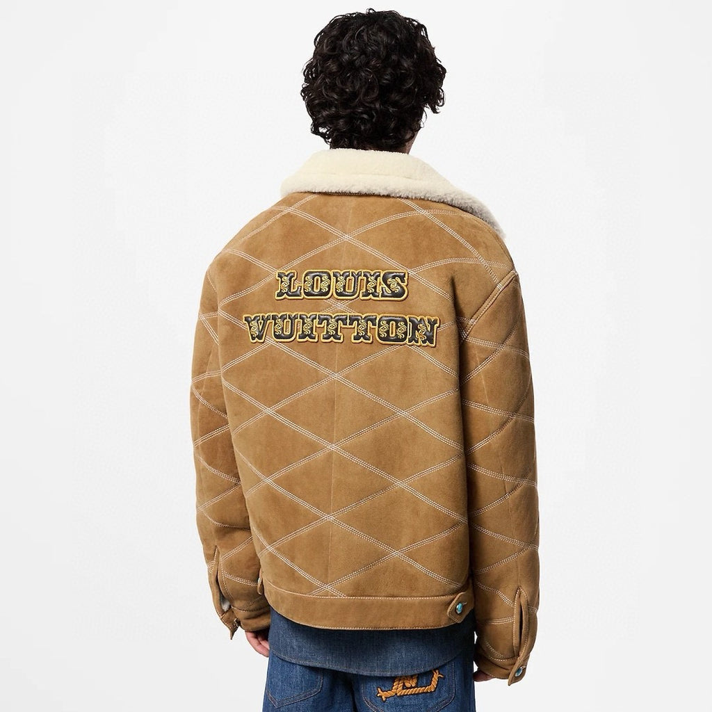 Louis Vuitton Men's Winter Logo Embroidery Wool Lapel Zipper Long Sleeve Jacket #73553