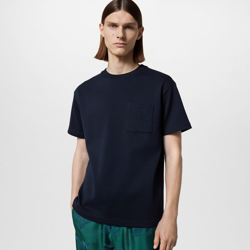 Louis Vuitton Men's Summer Solid Colour Pocket Round Neck Cotton Short Sleeve T-Shirt #99494