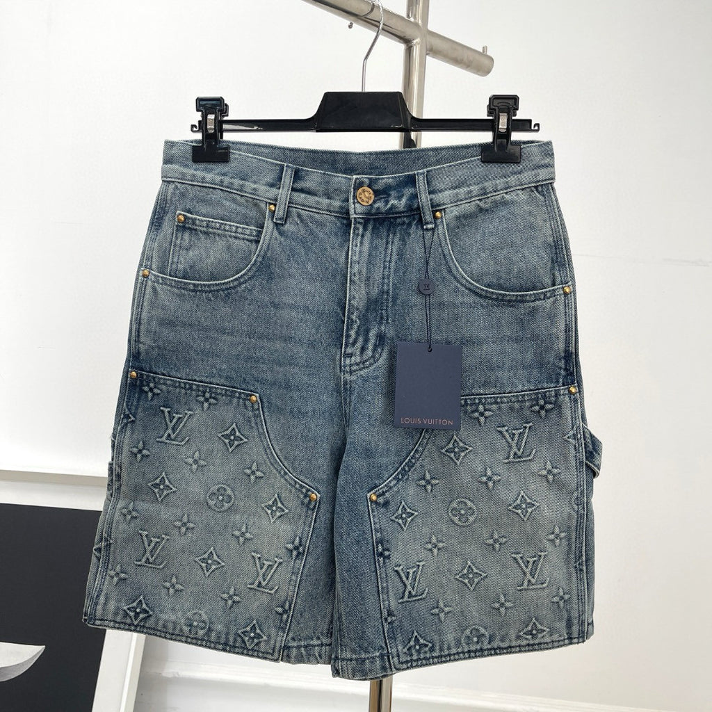 Louis Vuitton Short Sleeved Denim Jacket Denim Shorts Set Suit #94367