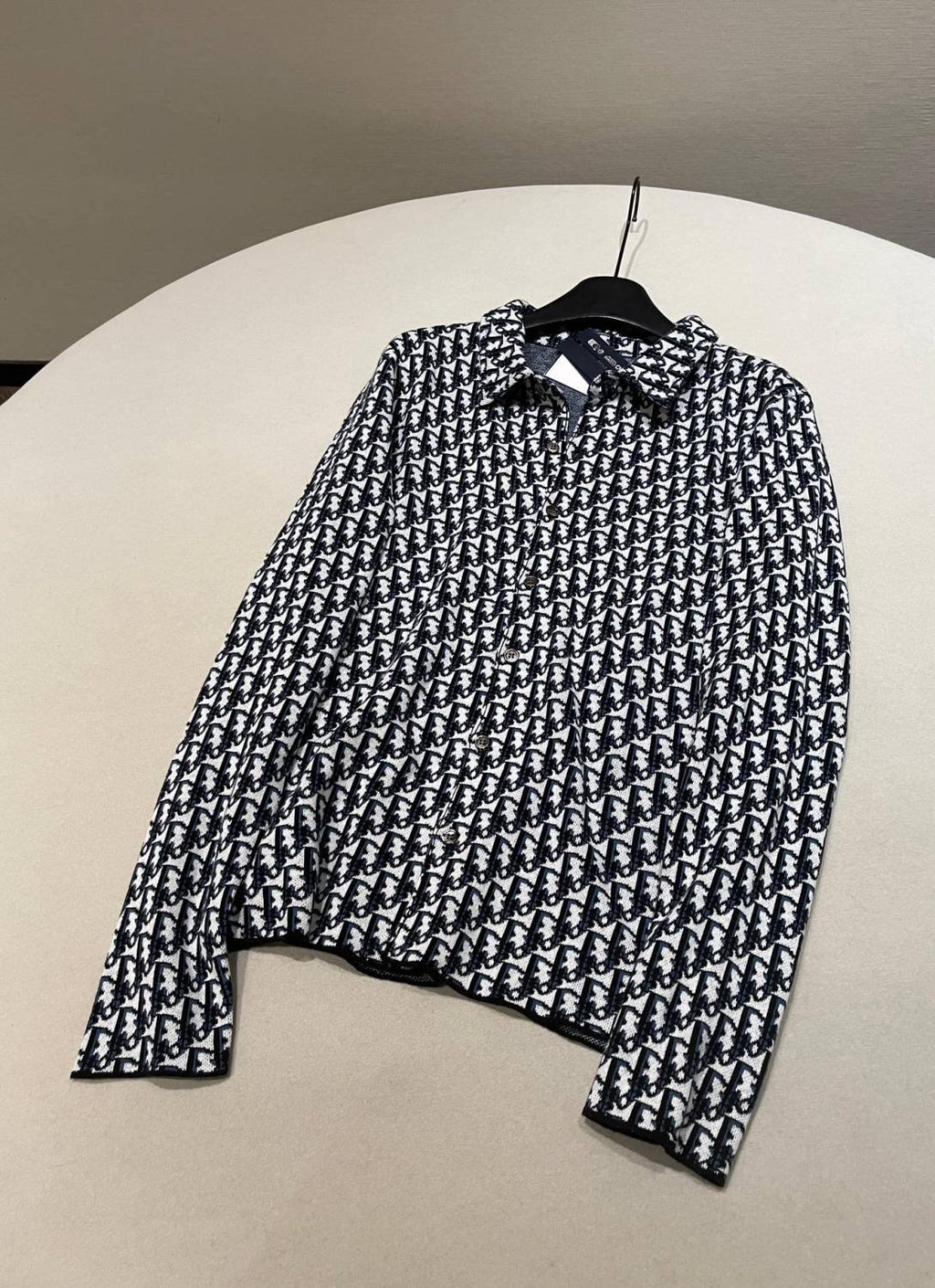 Dior Men's Spring/Autumn Solid Color Letter Print Single Button Long Sleeve Shirt #77922