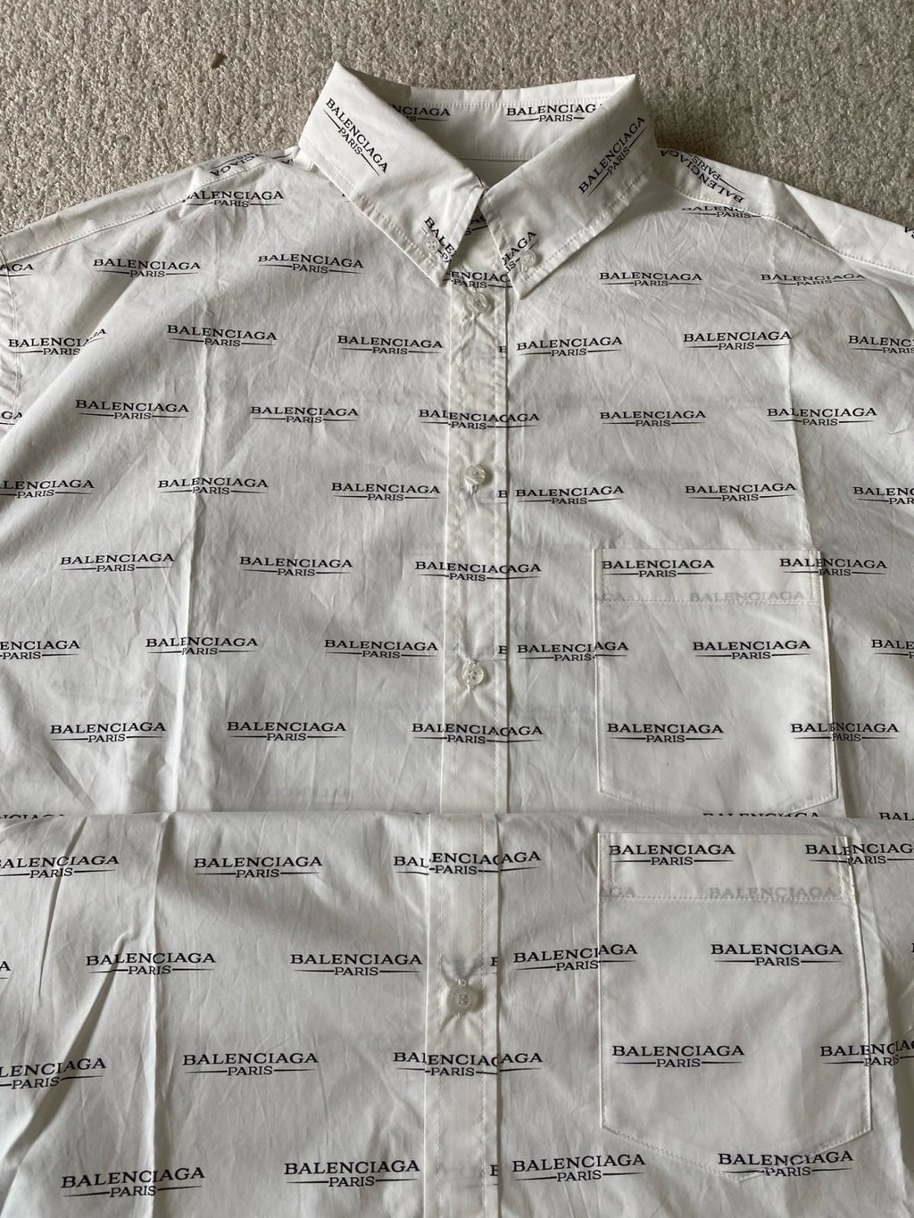 Balenciaga Men's Summer Solid Color Letter Print Single Breasted Short Sleeve Shirt #76361