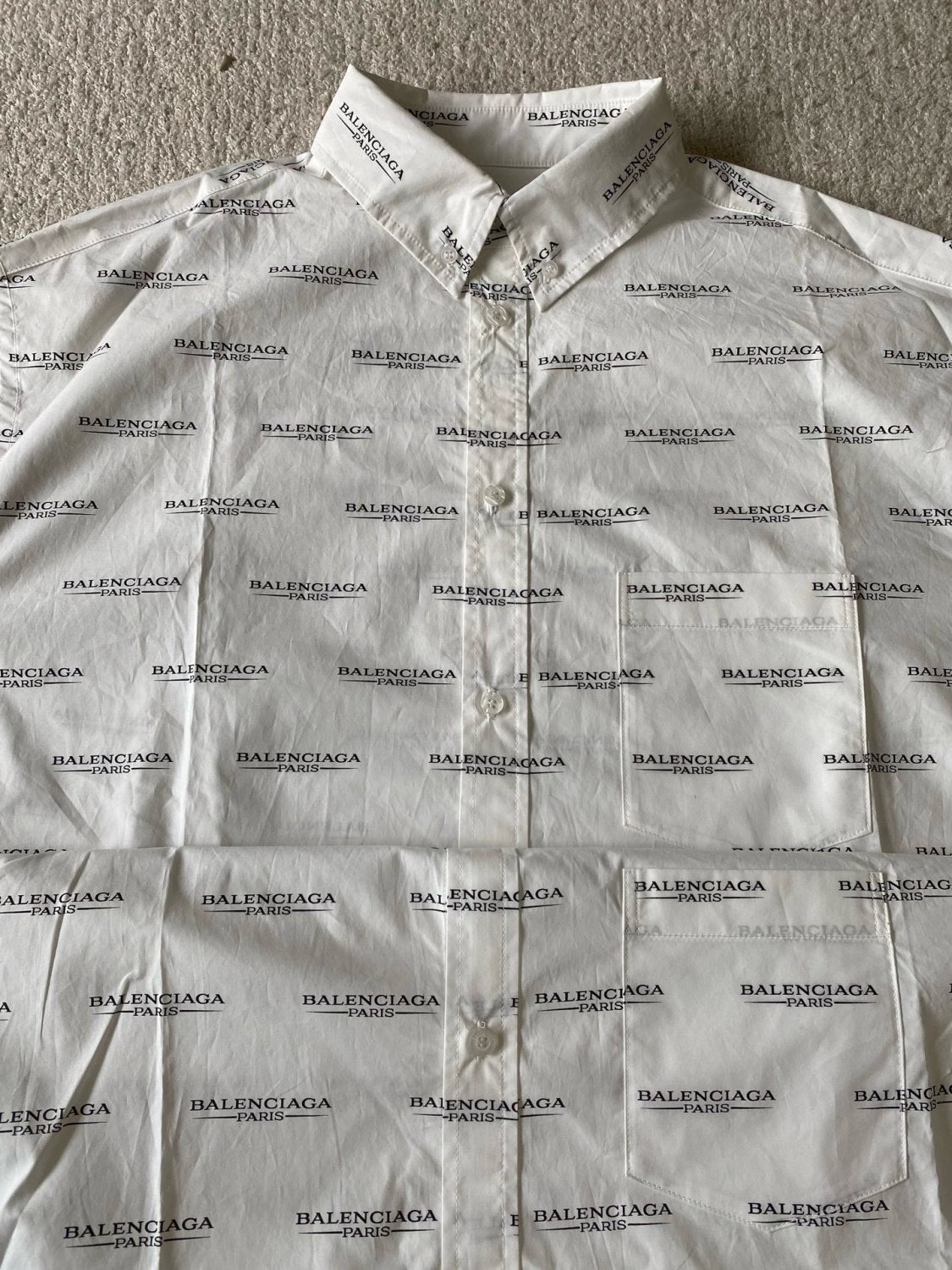 Balenciaga Men's Summer Solid Color Letter Print Single Breasted Short Sleeve Shirt #76361
