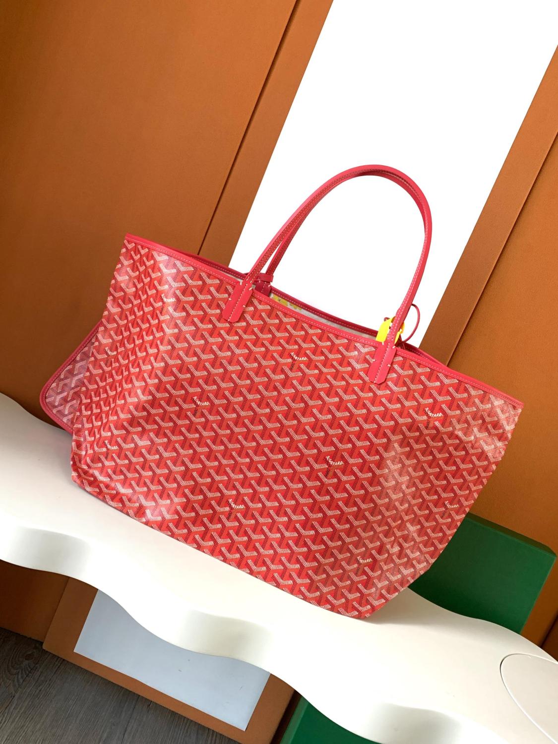 GOYARD Saint Louis Women's Solid Color Y Printing Double Sided Canvas Spell Cowhide Shopping Bag Tote Bags #76436