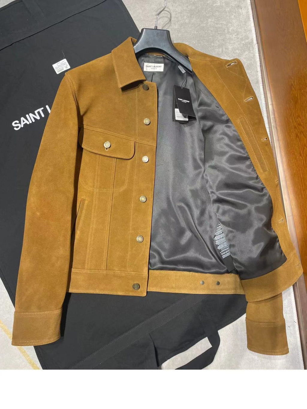 SAINT LAURENT  Suede Lapel Button Jacket Coat #95154