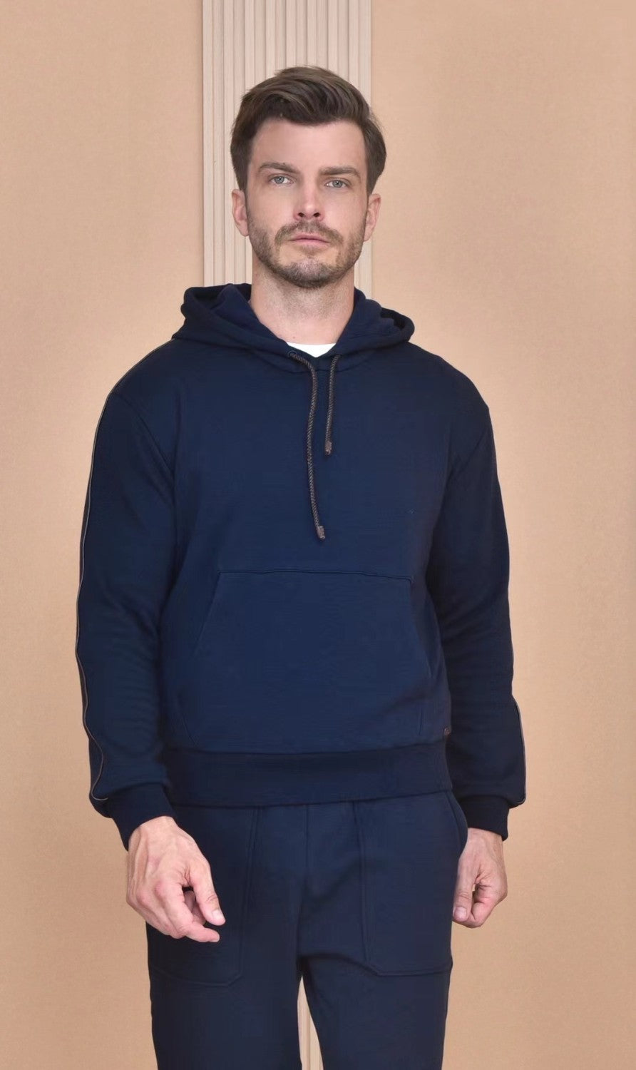 Loro Piana Men's Autumn And Winter Solid Color Hooded Long Sleeve Sweatshirt Casual Lace-Up Pants Set Ngvp #9216