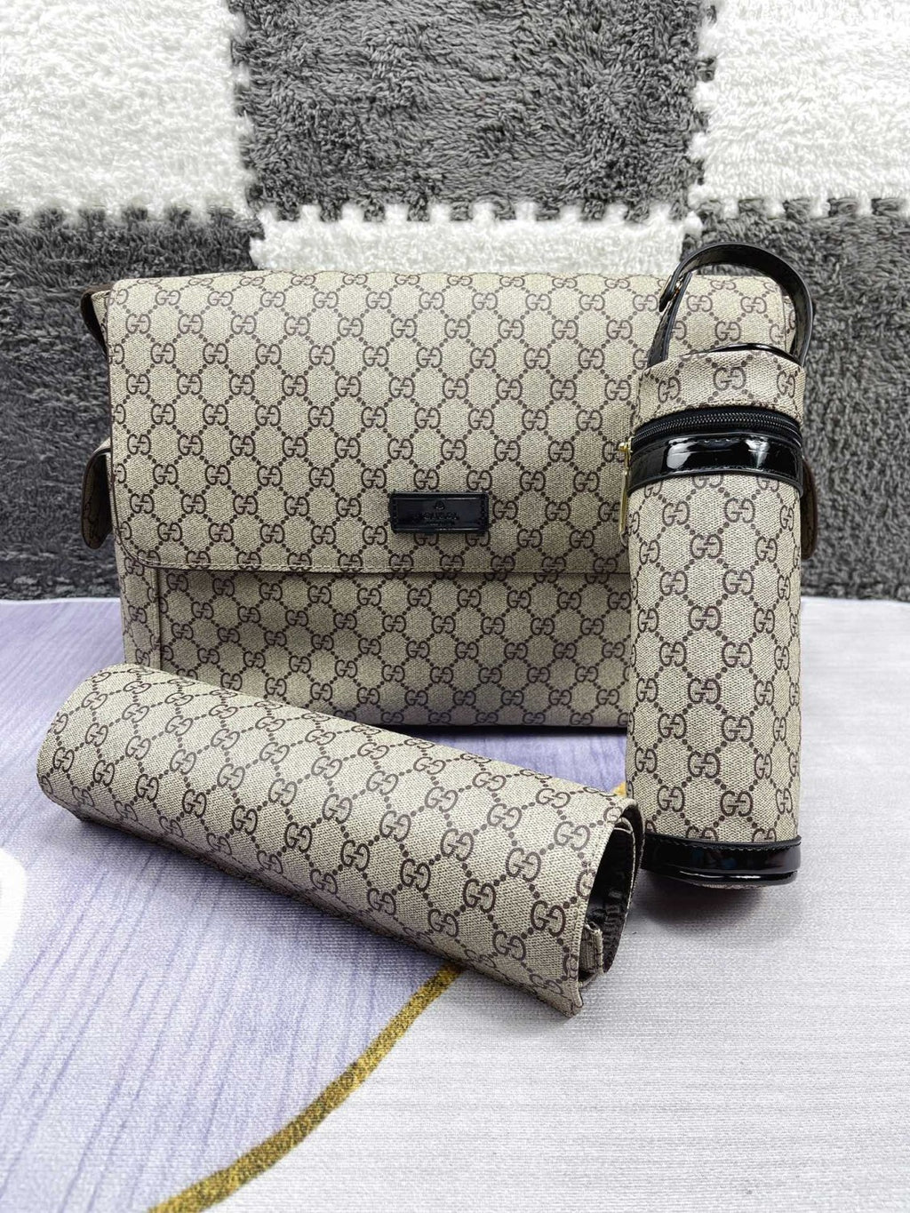 Gucci Kid's Logo Leather Logo Mommy Bag Shoulder Crossbody Bag #37445