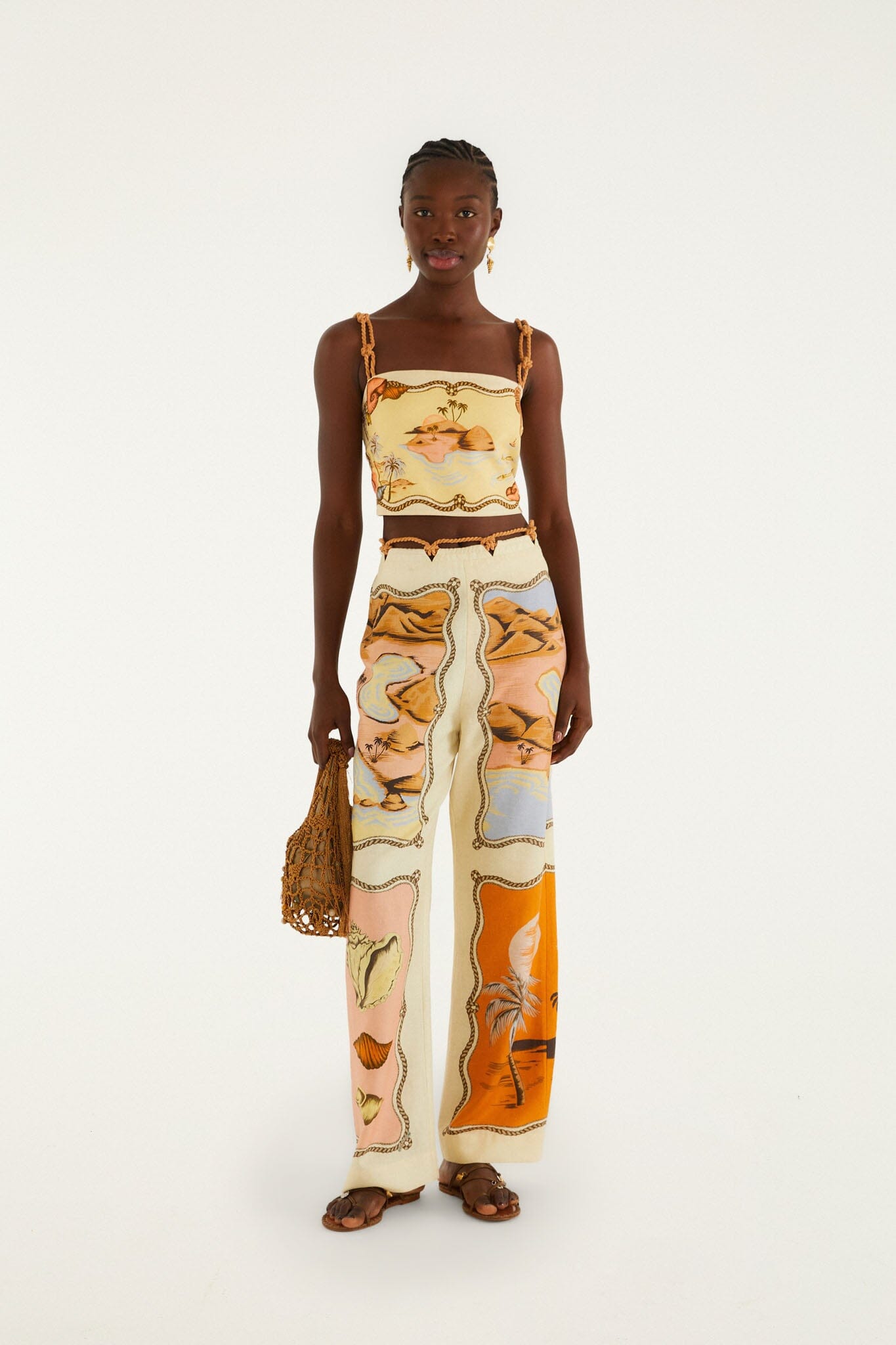 Multicolor Rio Souvenir Scarves Rope Detail Pants