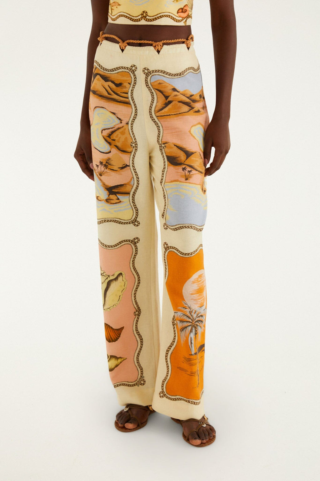 Multicolor Rio Souvenir Scarves Rope Detail Pants