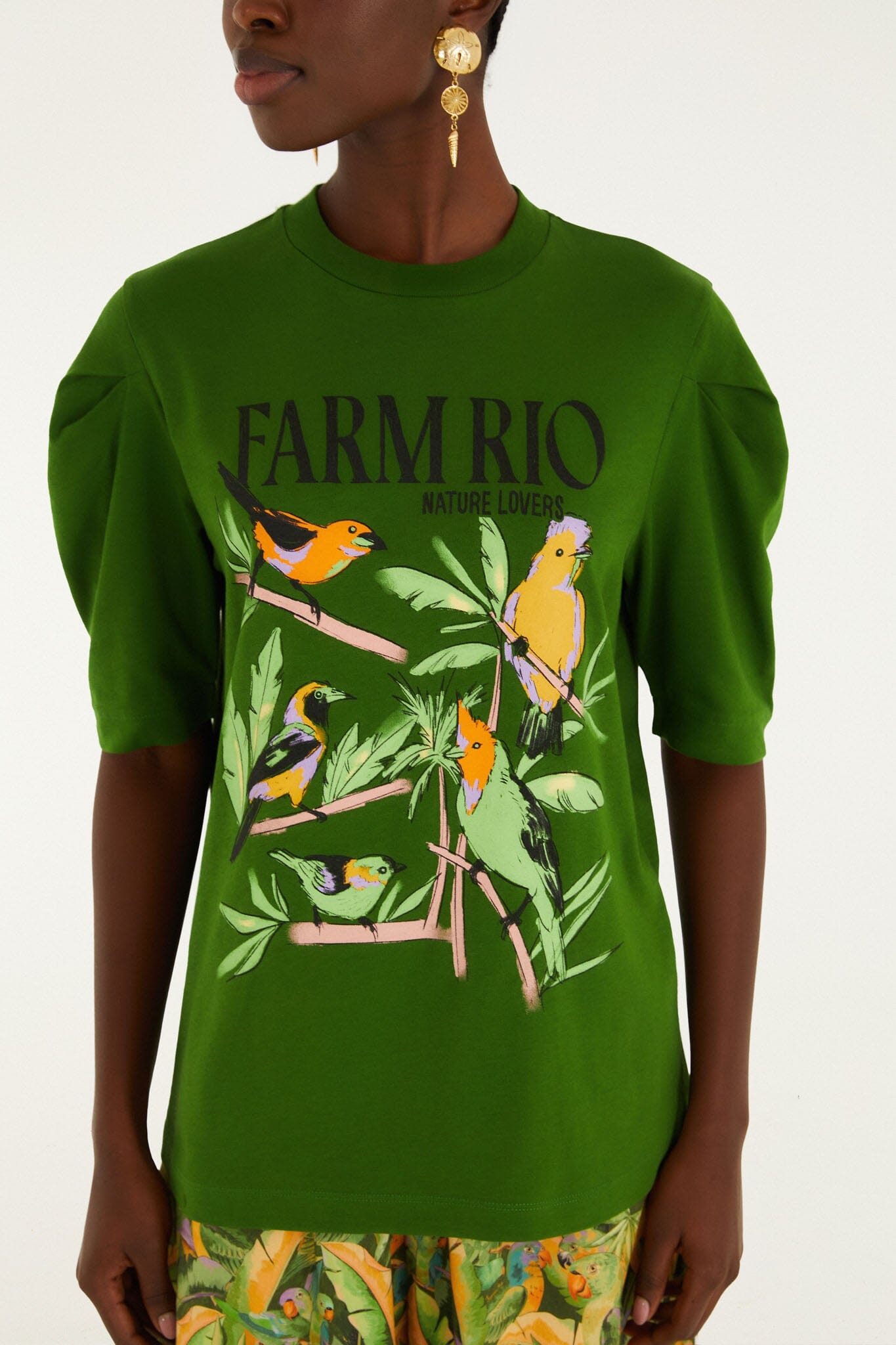 Green Nature Lovers Puff Sleeve T-Shirt