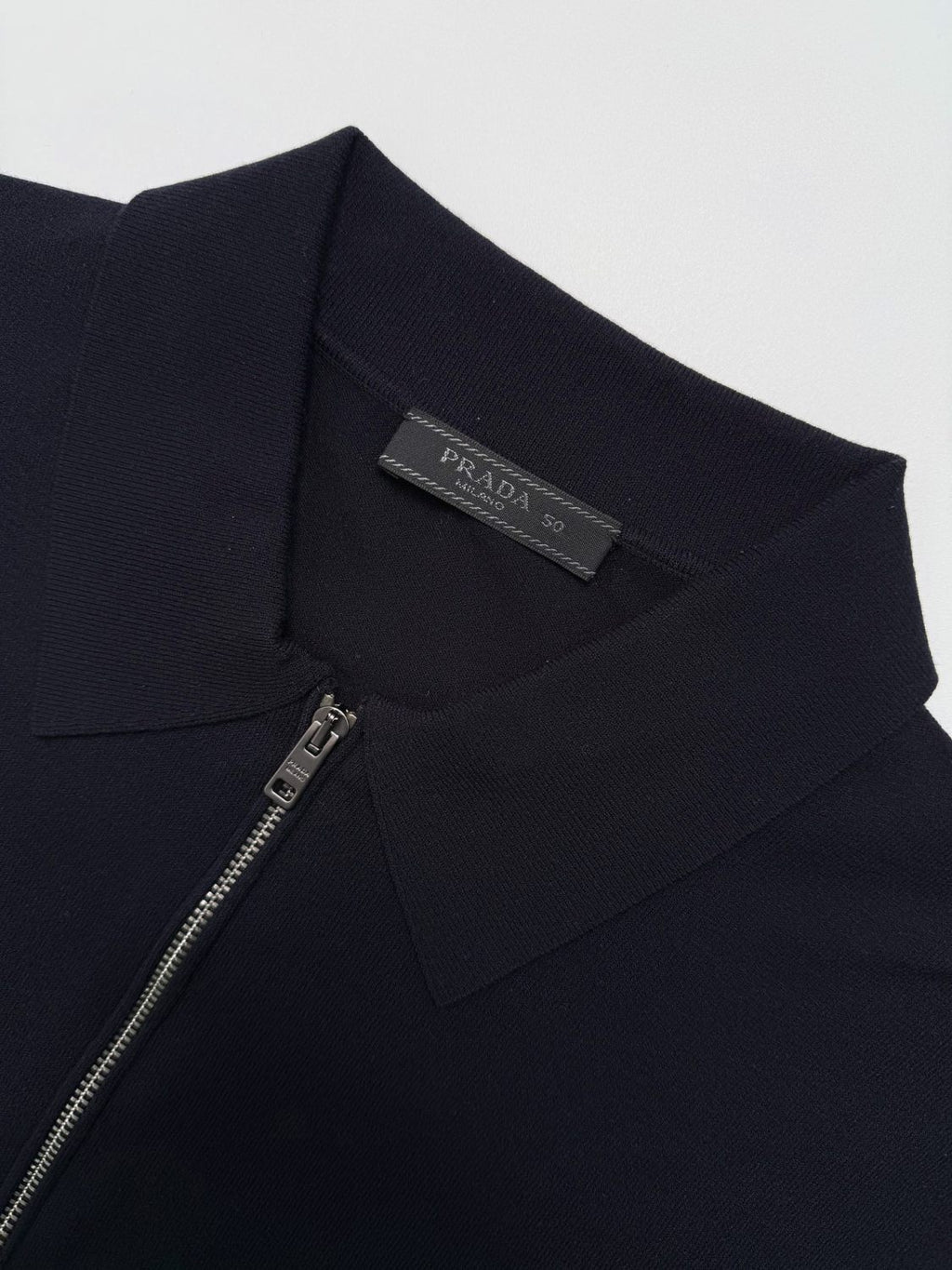 Prada Men's Summer Solid Color Logo Embroidery Zipper Neck Short Sleeve Polo Shirt T-Shirt #74655