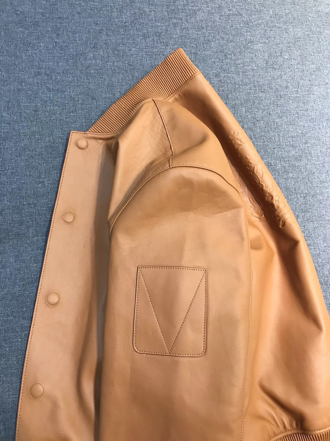 Louis Vuitton Natural Leather Baseball Jacket Stand Collar Loose Casual Long Sleeve Jacket #332626