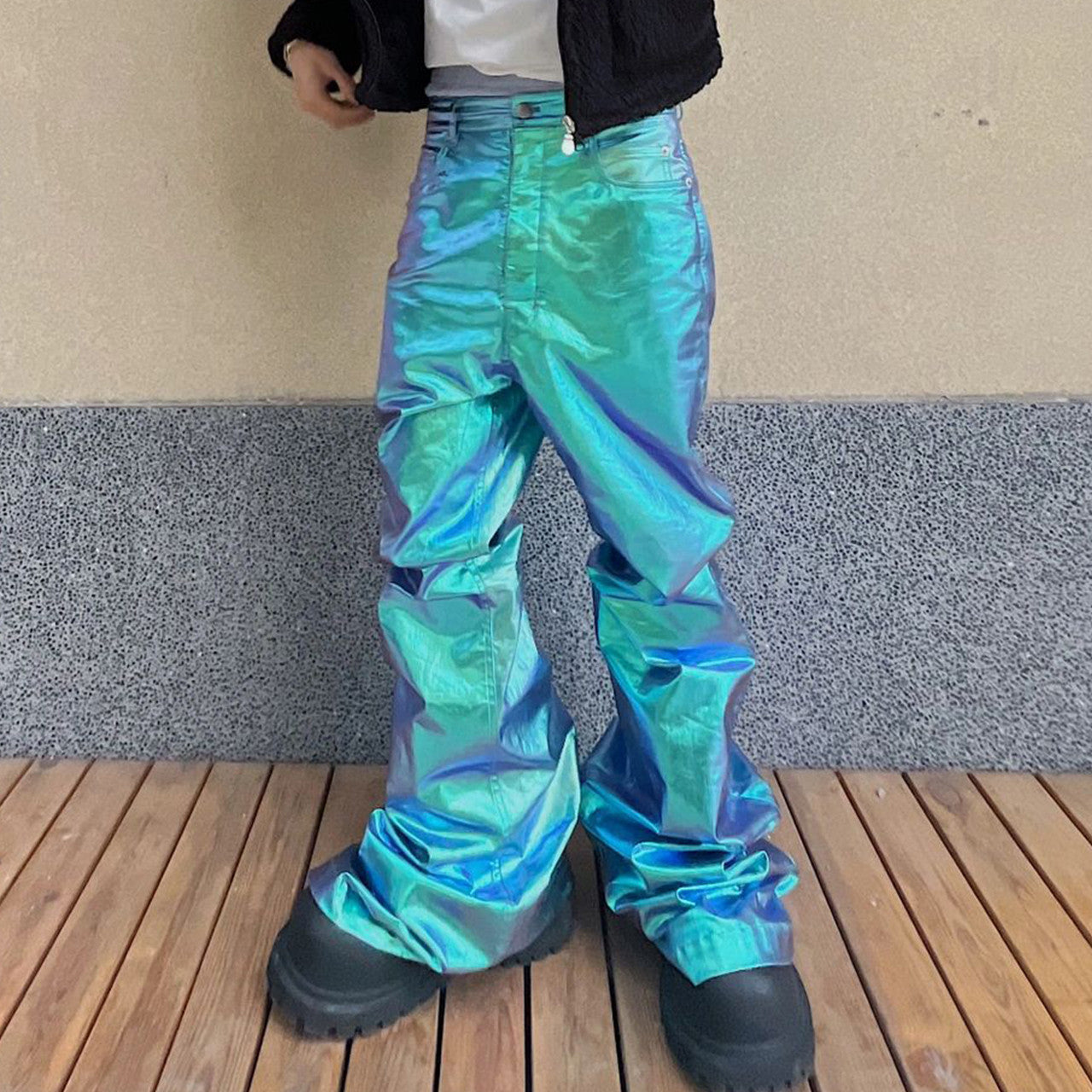 Rick Owens Men's And Women's Four Seasons Fashion High Street Laser Drag Pants Do Old Retro Trend Pants Ngvp #7683