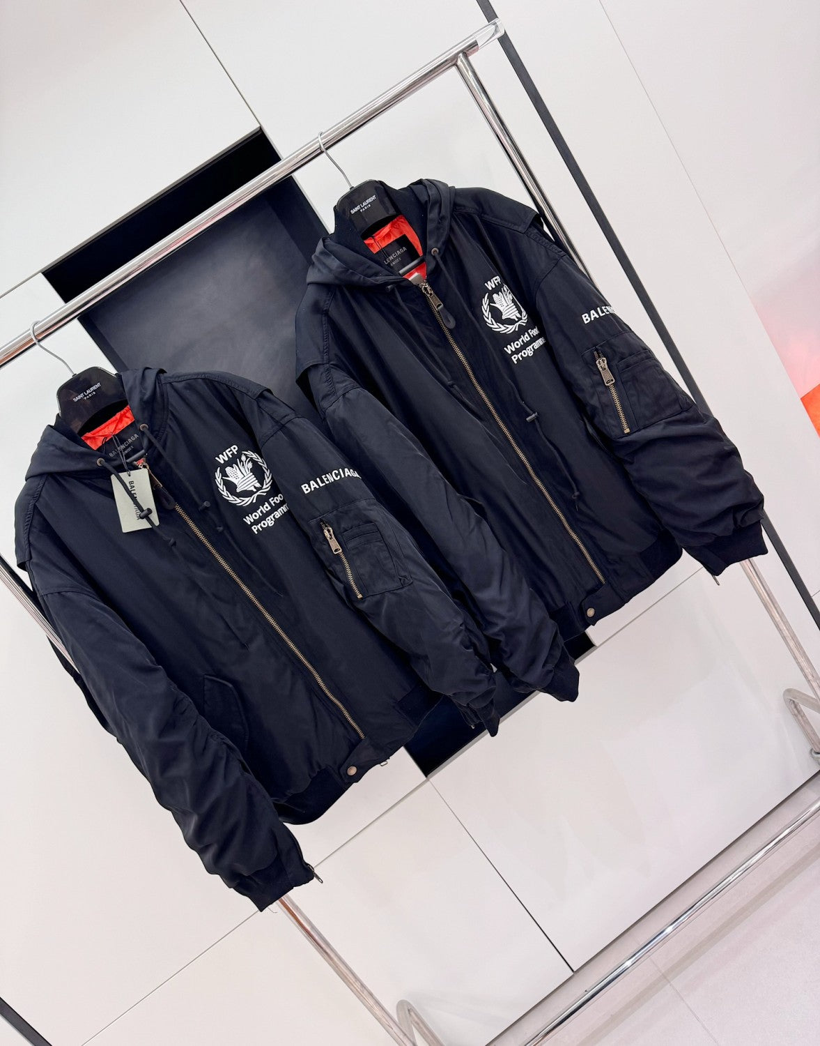 Balenciaga Men's Black Autumn/Winter Monogram Printed Loose Fit Hooded Zip Jacket #73343