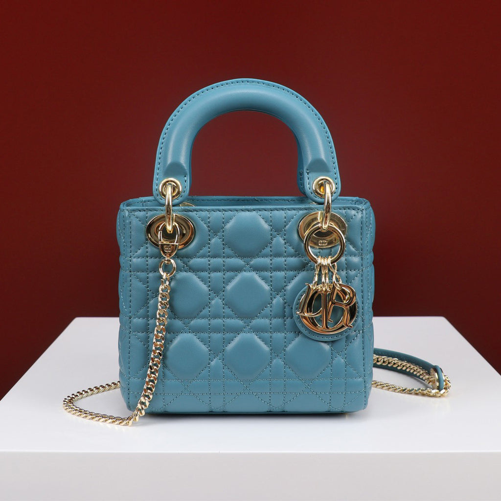 Dior Lady Women's Solid Color Metal Pendant Removable Chain Shoulder Strap Wicker Pattern Sheepskin Leather Single Shoulder Crossbody Handbag Bag Bags #77461