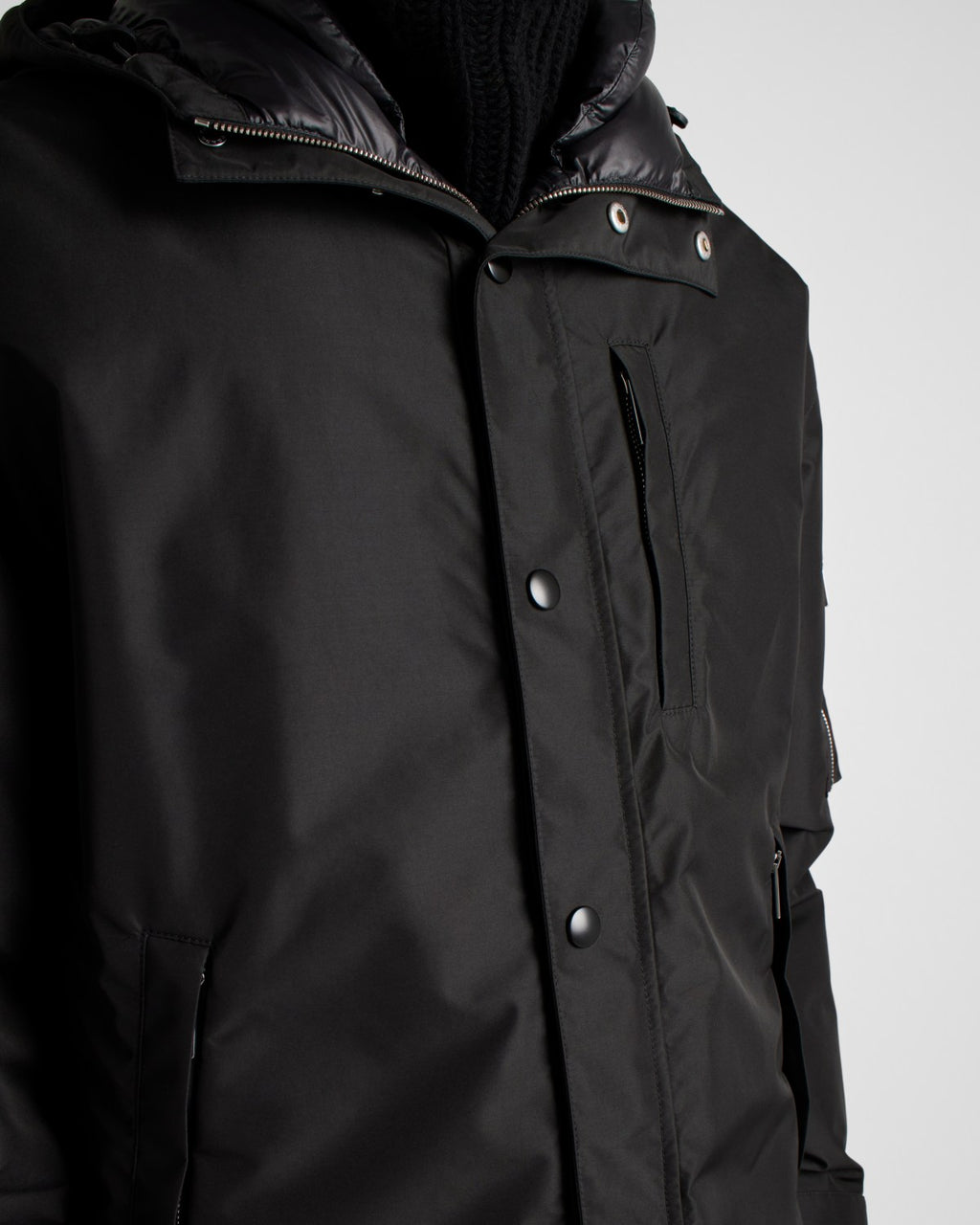 Prada Men's Fall/winter Fashion Casual Solid Color Hooded Zipper Single Button Windproof Down Jacket #79565