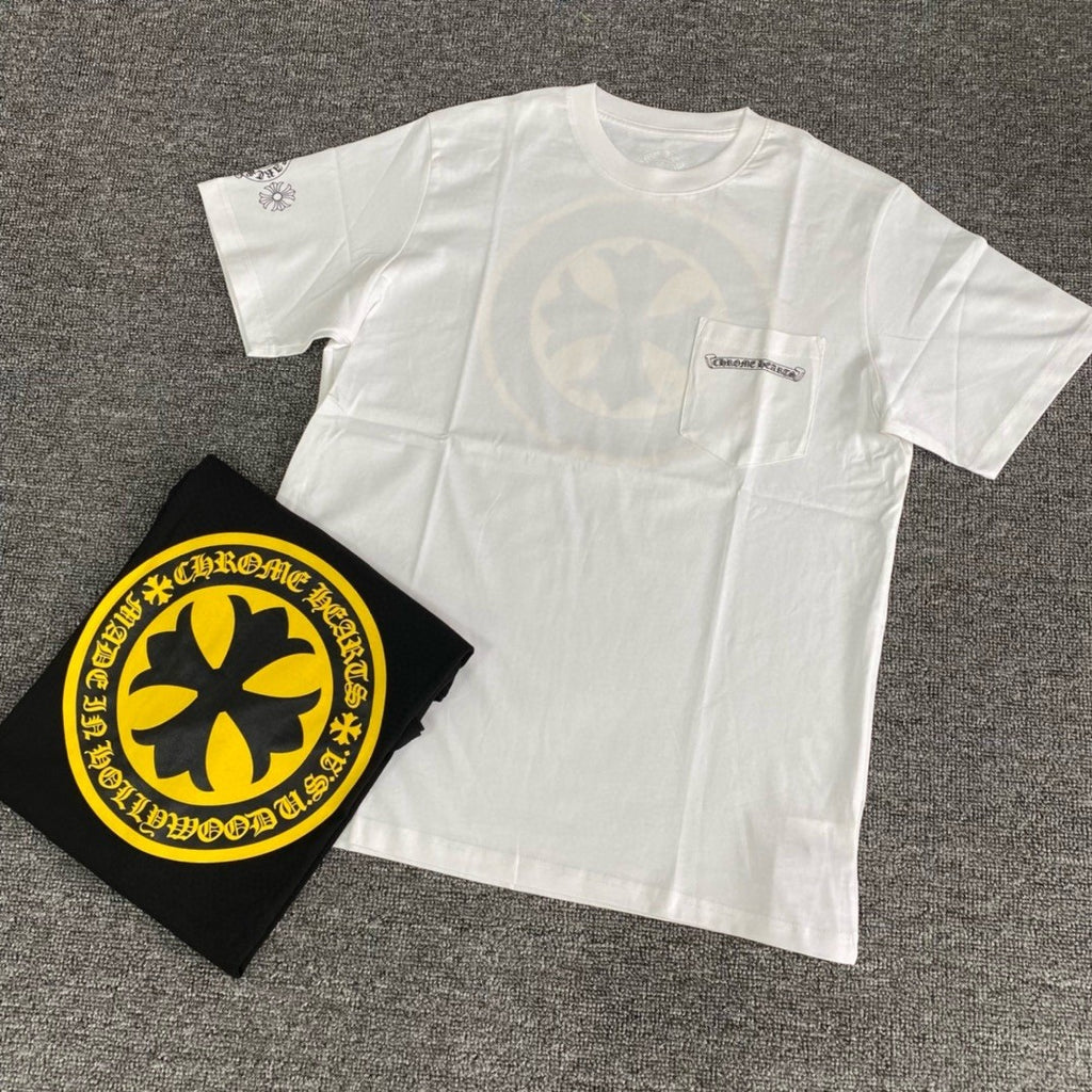 Chrome Hearts Men's and Women's Summer Sanskrit Letter Round Neck Cotton Short Sleeve T-shirt #72416