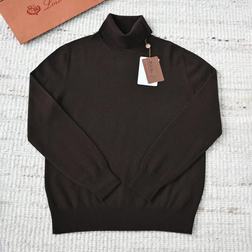 Loro Piana Men's Dolcevita Classic High-Neck Sweater Spring/Fall/Winter Solid-Color Long-Sleeve Cashmere Knit Ngvp #2721