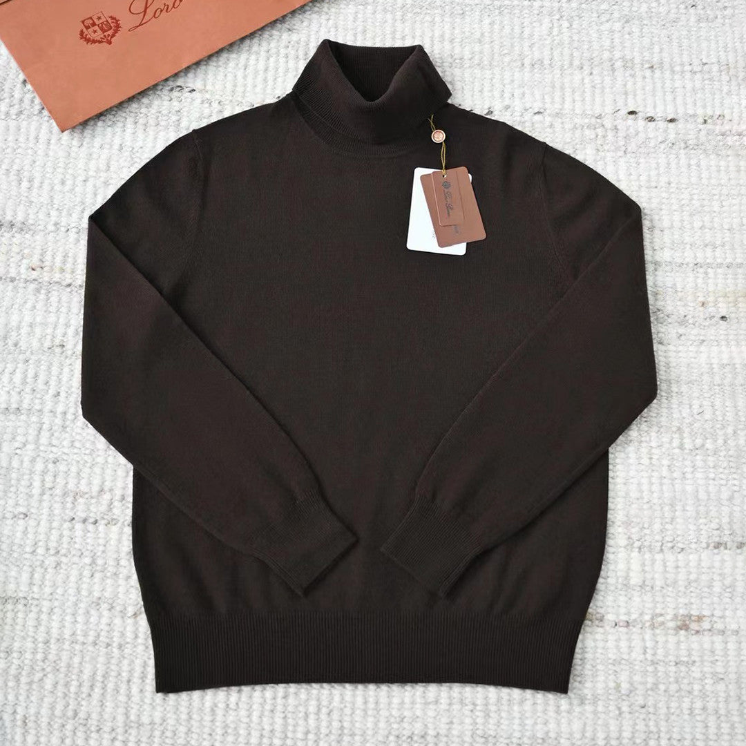 Loro Piana Men's Dolcevita Classic High-Neck Sweater Spring/Fall/Winter Solid-Color Long-Sleeve Cashmere Knit Ngvp #2721