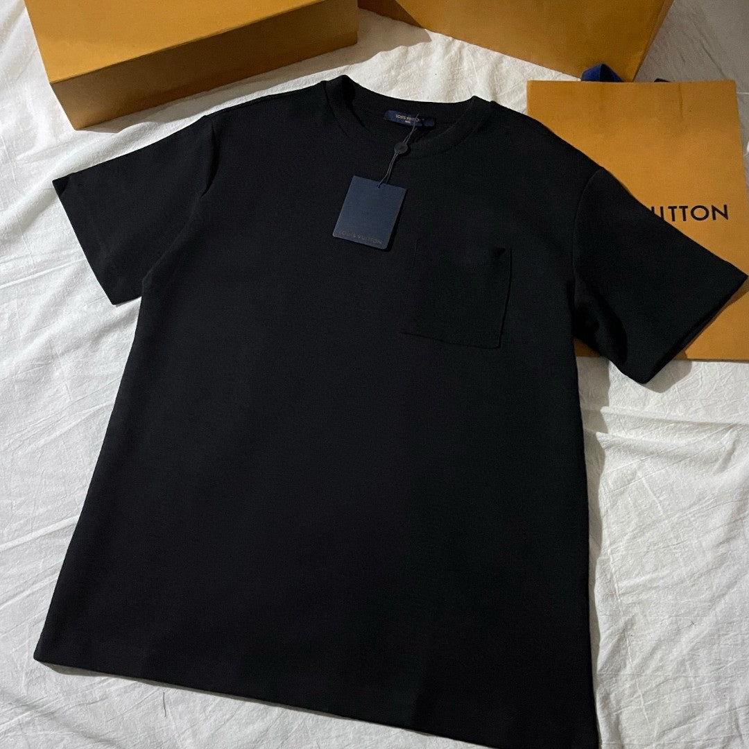 Louis Vuitton Men's Summer Solid Color Sleeve Cotton Round Neck Short Sleeve T-Shirt #76419