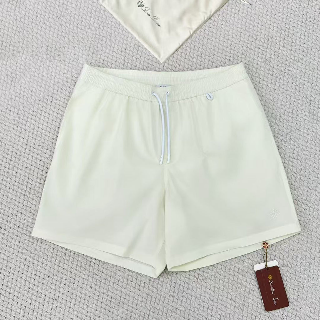 Loro Piana Men's Summer Solid Color Elastic Waist Tie Casual Comfortable Shorts #75521