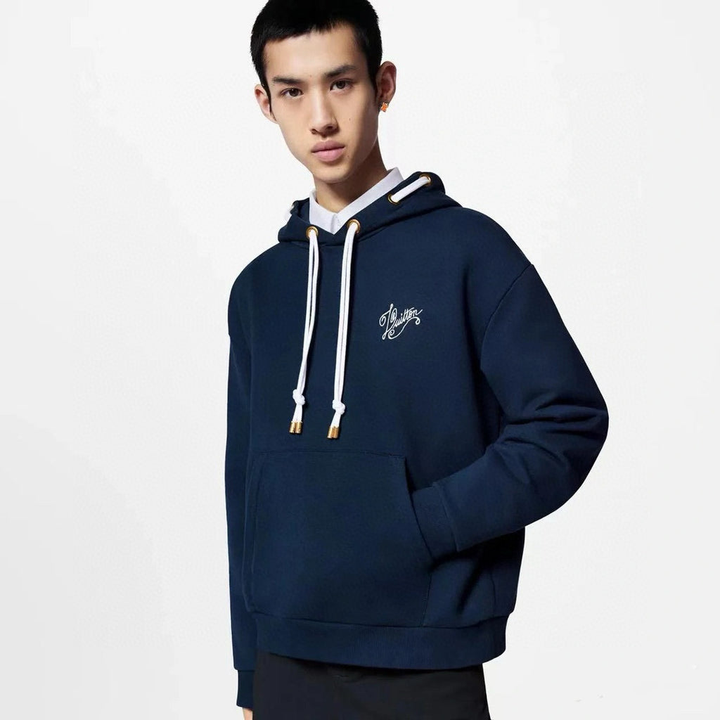 Louis Vuitton Men's And Women's Spring/fall Fashion Casual Hooded Pullover Solid Color Logo Print Drawstring Hoodie Sweatshirt #79211