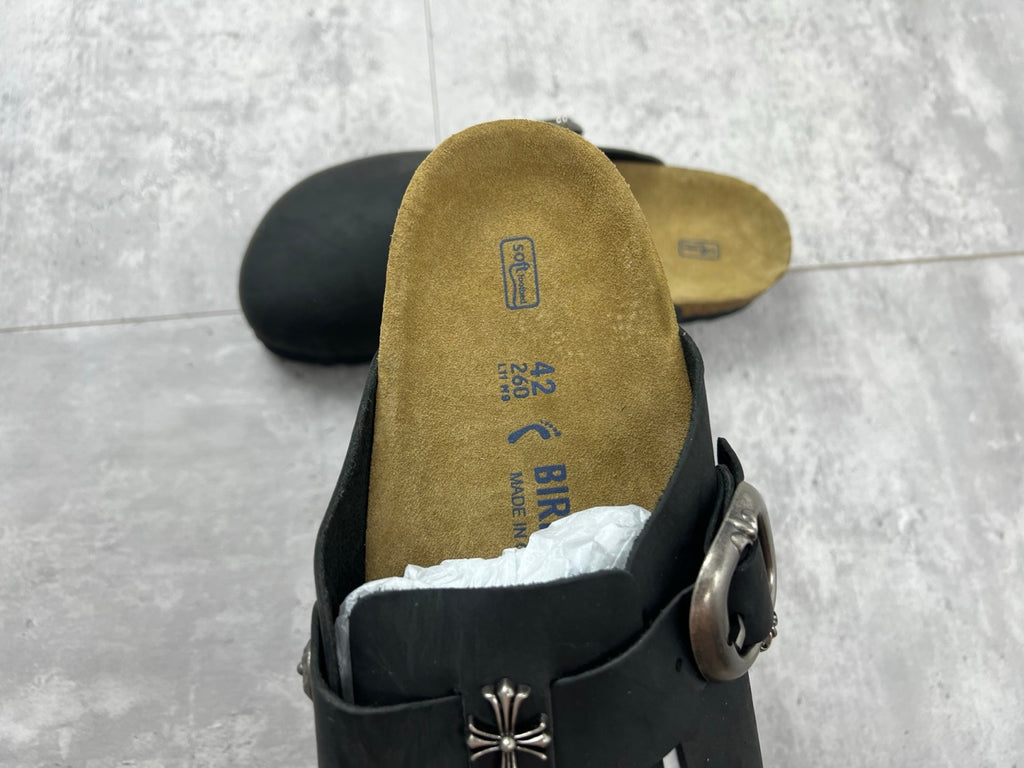 Chrome Hearts x Birkenstock Men's And Women's Spring Summer Round Toe Buckle Slippers Vacation Fashion Trend Cross Logo Sandals Shoes #77682
