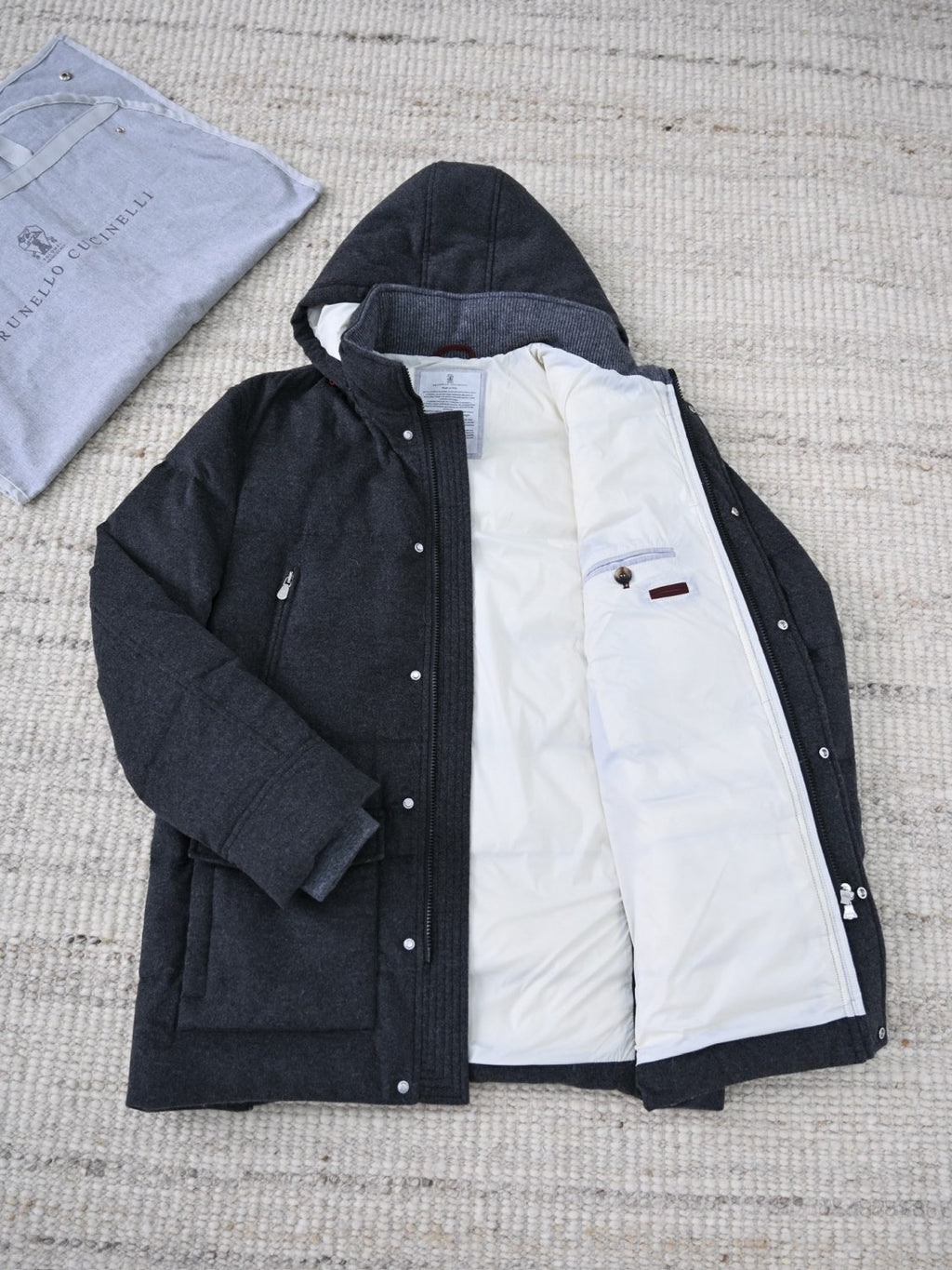 Brunello Cucinelli Wool Down Jacket For Man In Indigo #333203