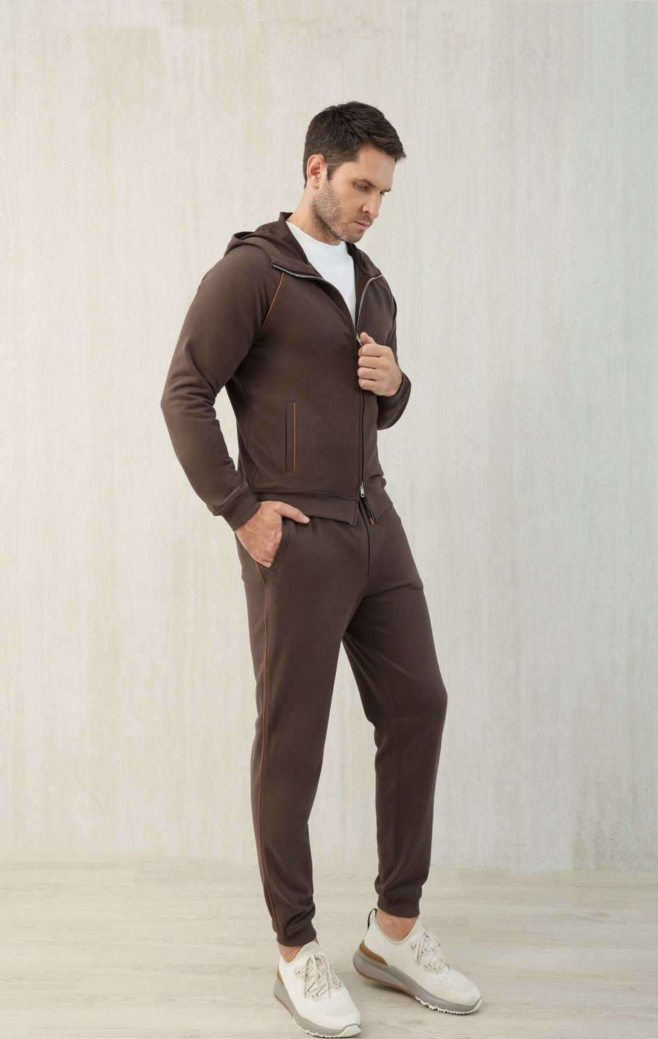 Brunello Cucinelli Men's Techno Cotton French Terry Hooded Long Sleeve Casual Athletic Sweatshirt Solid Color Zipper Spring Jacket Ngvp #1675