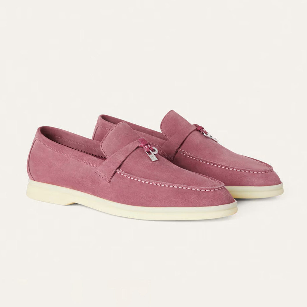 Loro Piana Women's Summer Charms Walk Mocassin Shoes Suede Round-Toe Solid-Color All-Season Casual Shoes #81538