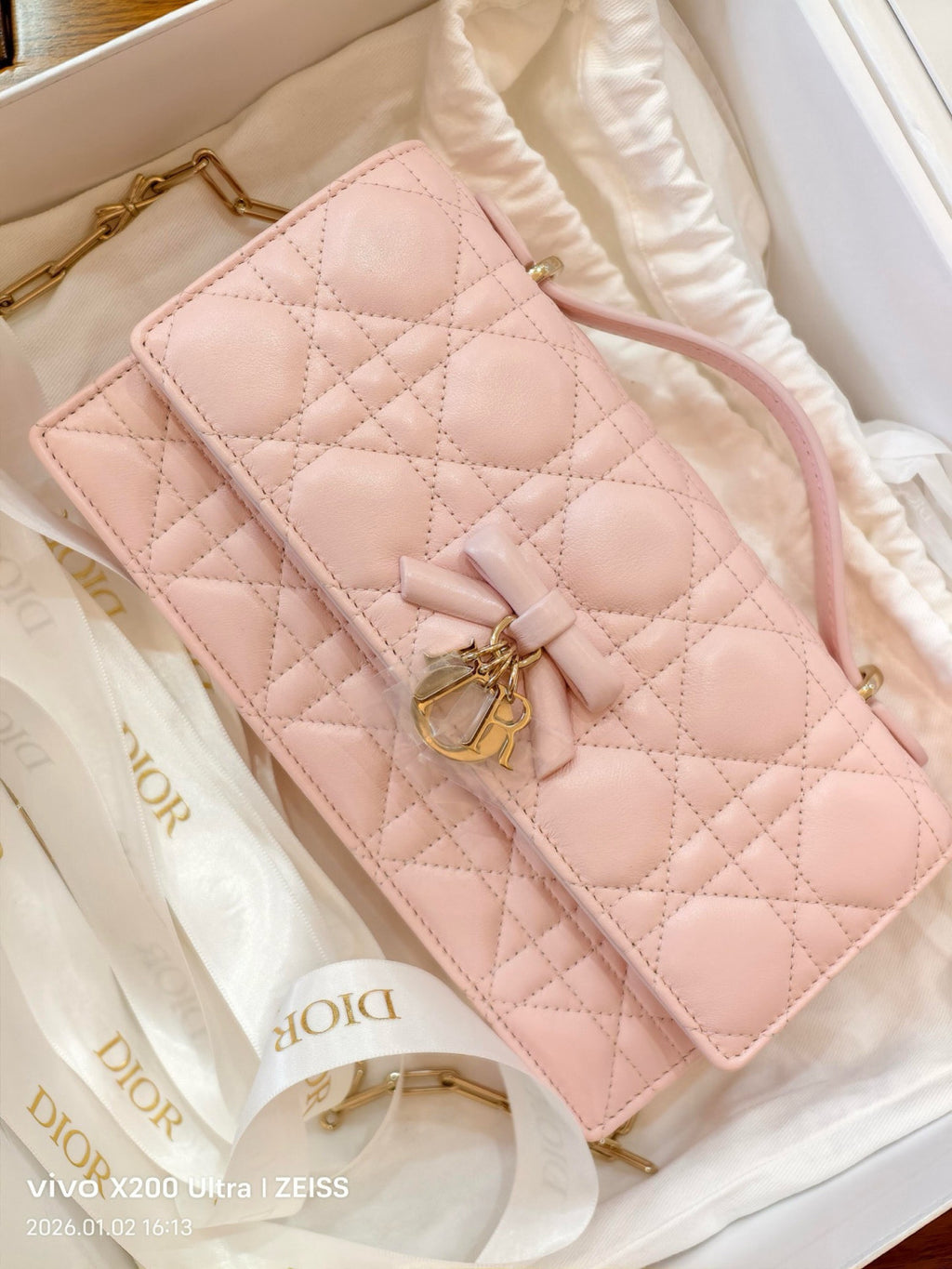 DIOR My Dior Mini Bag Black Cannage Lambskin #383157